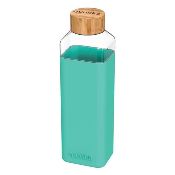 Glasflaska - Quokka - Fyrkantig modell - Silikonfodral - 700 ML - Teal