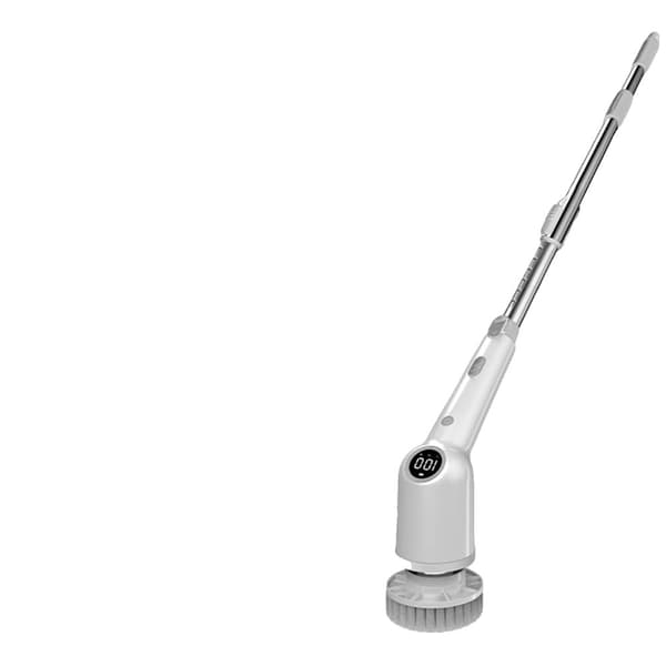 Elektrisk Spin Scrubber, 9 Utbytbara Borsthuvuden, Justerbar Längd,GRÅ