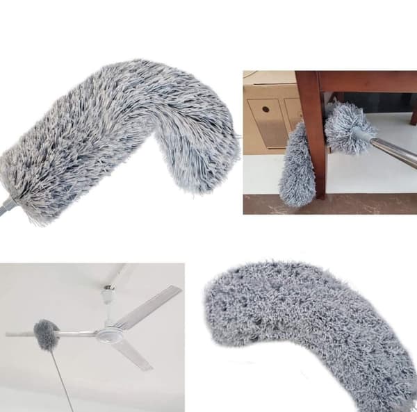 Moorle Teleskopisk dammvippa med böjbar skaft – Lång fiberborste för hemstädning och dräneringsrengöring