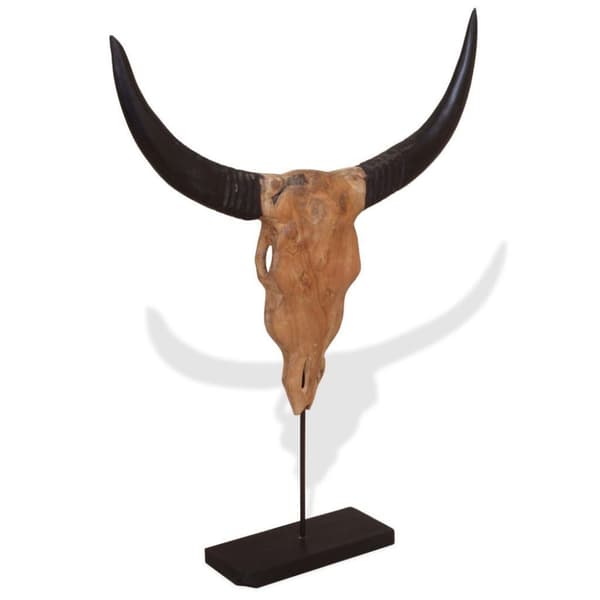 vidaXL Oksehodeskulptur teak 66x15x88 cm