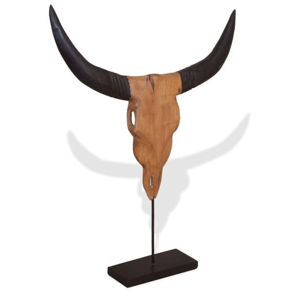 vidaXL Oksehodeskulptur teak 66x15x88 cm