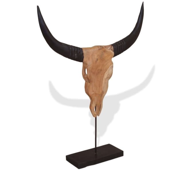 vidaXL Oksehodeskulptur teak 66x15x88 cm