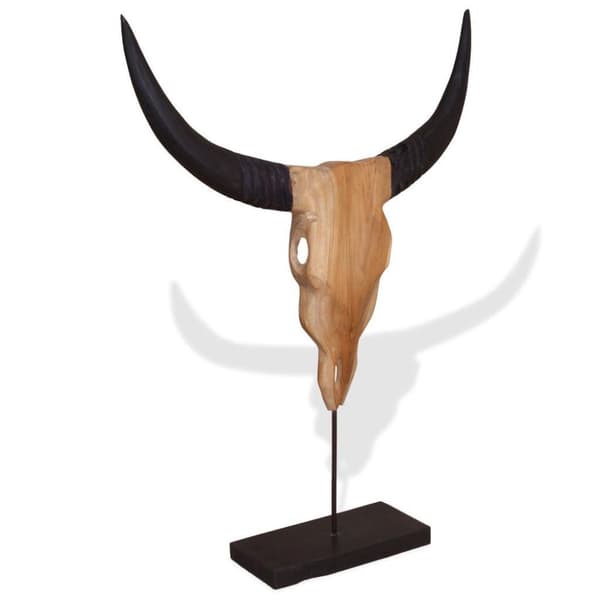 vidaXL Oksehodeskulptur teak 66x15x88 cm