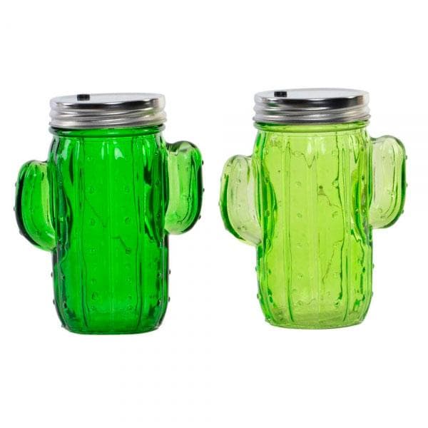 Flaska LED DKD Home Decor Kaktus Metall Glas Boho (2 pcs) (11.5 x 7 x 14.5 cm)