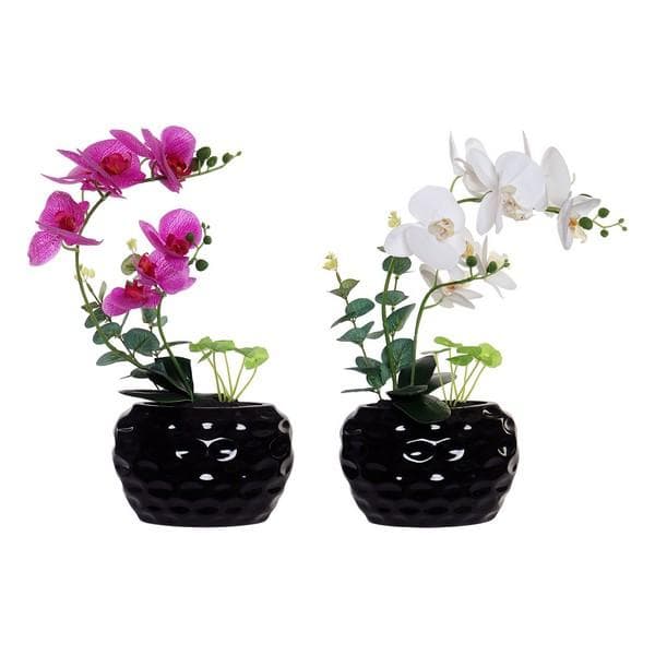 Dekorativ blomma DKD Home Decor Skum Keramik Järn (2 pcs)
