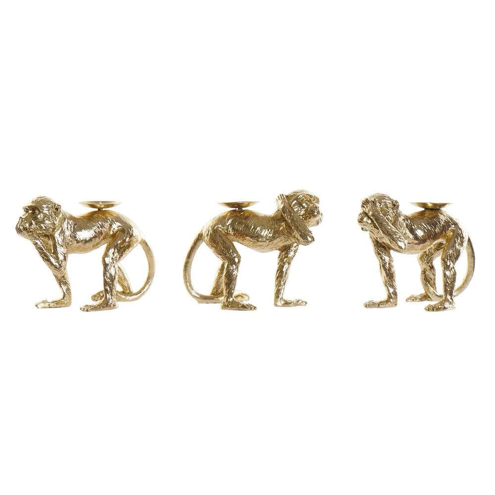 Prydnadsfigur DKD Home Decor Harts Järn Apa (3 pcs) (25 x 13.5 x 18.6 cm)