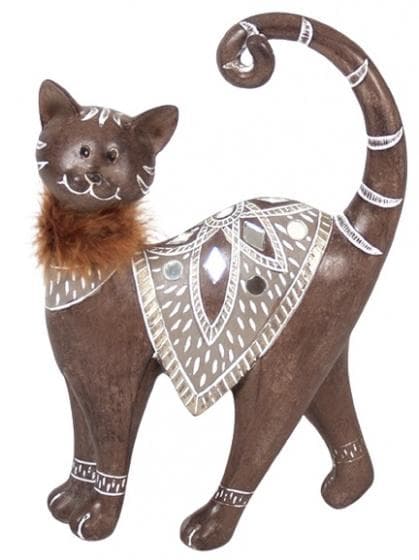 staty katt 27 x 19 cm keramisk brun