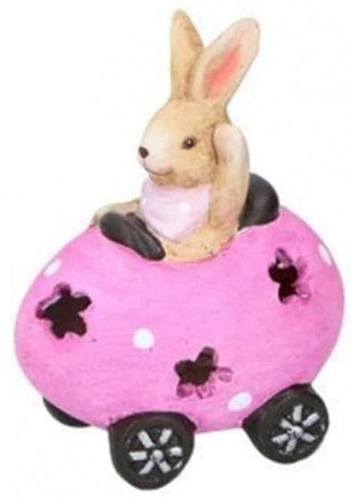 dekorationsskulptur kanin i påskägg ledd 14 cm gul