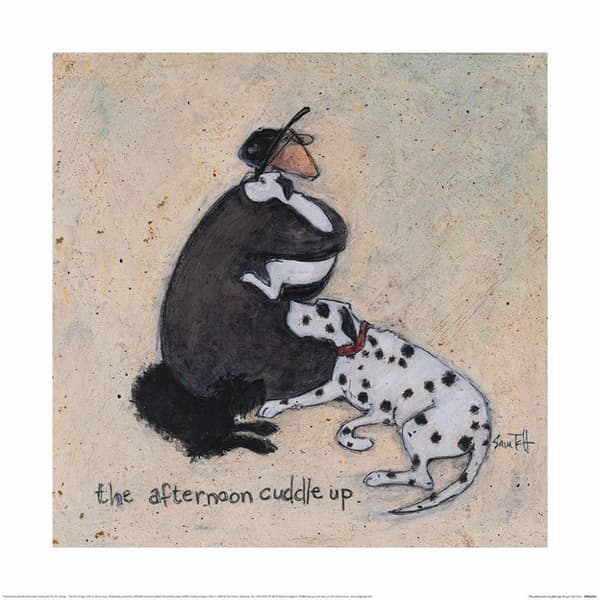 Sam Toft The Afternoon Cuddle Up Wall Art Black/White/Cream 40cm x 40cm