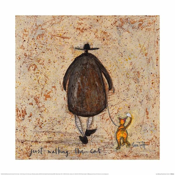 Sam Toft Just Walking The Cat væg kunst Cream/Brown 40cm x 40cm