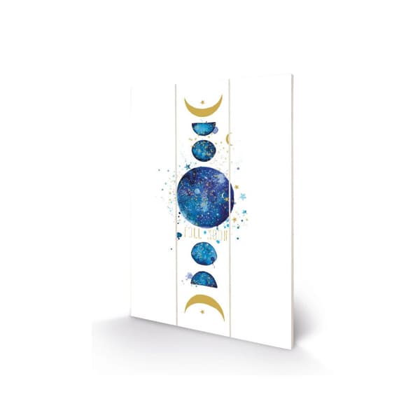 Summer Thornton Moon Phases Wood Plaque White/Blue 29.5cm x 20cm