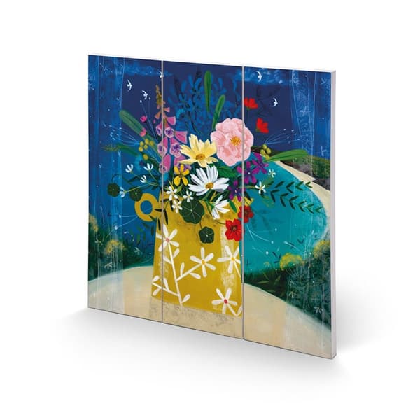 Julia Crossland Summer Posy Square Wood Plaque Multicoloured 30cm x 30cm
