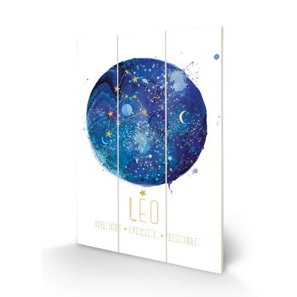 Summer Thornton Leo Wood Plaque White/Blue 29.5cm x 20cm