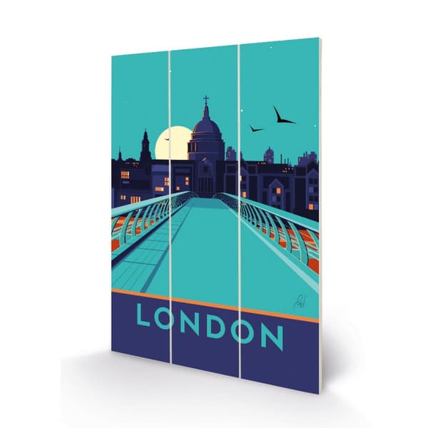 Georgina Westley London St Paul´s Mini Wood Plaque Teal/Navy Blue 29.5cm x 20cm