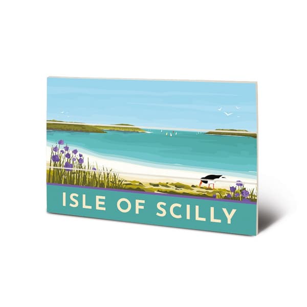 Georgina Westley Scilly Mini Wood Plaque Blue/Green/Violet 20cm x 29.5cm