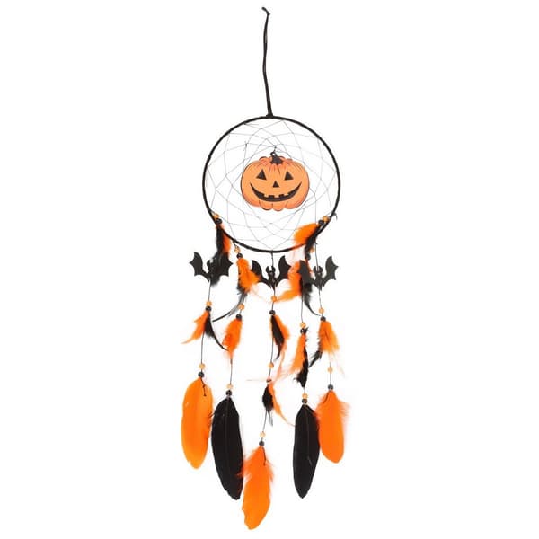 Something Different Feline Frights Pumpkin Halloween Dreamcatcher Black/Orange One Size