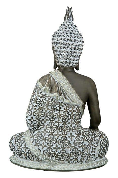 Staty - Gilde-statyett - 37367 - Sittande Buddha dekorativ skulptur - Meditation - Brun/Vit - Höjd 35 cm