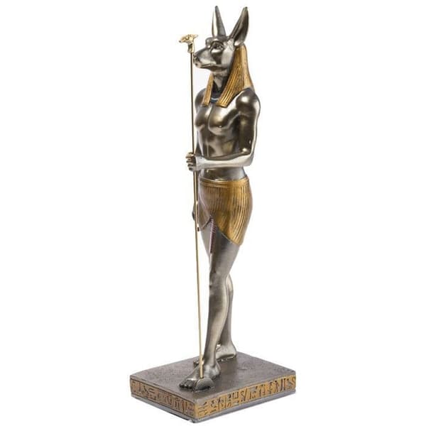 Egyptisk gud Anubis Statyette - Gyllene brons nyans - H 31 Cm