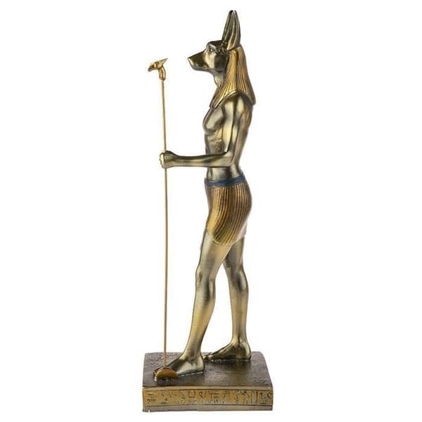 Egyptisk gud Anubis Statyette - Gyllene brons nyans - H 31 Cm