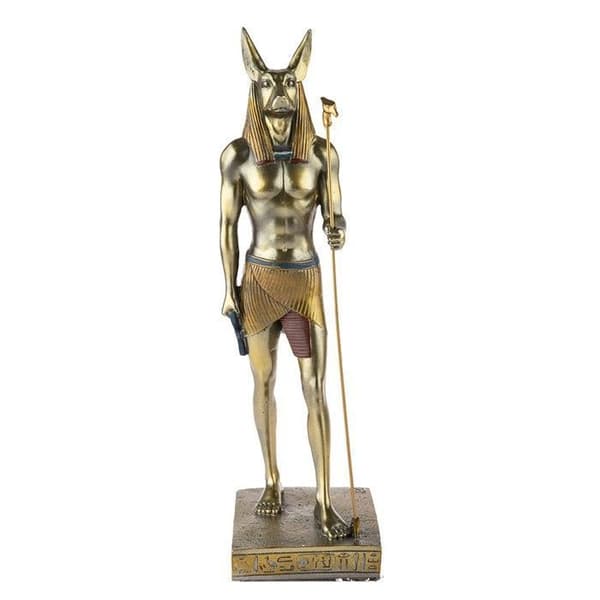 Egyptisk gud Anubis Statyette - Gyllene brons nyans - H 31 Cm