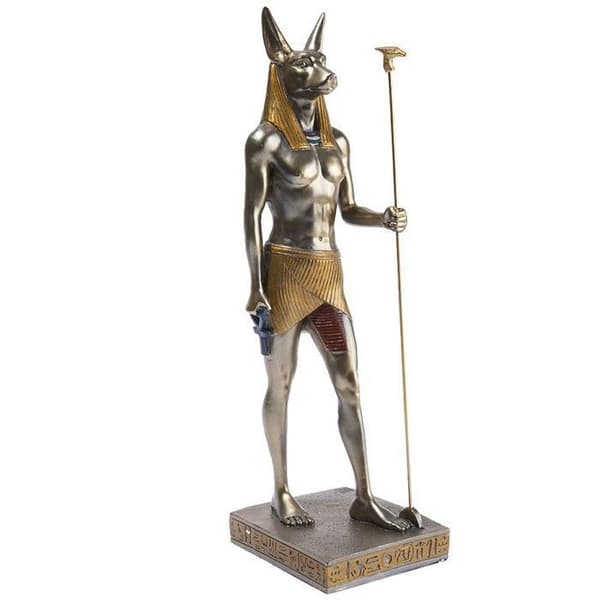 Egyptisk gud Anubis Statyette - Gyllene brons nyans - H 31 Cm