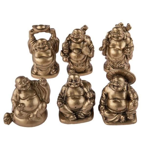 6 skrattande Buddha-figurer - tur och lycka