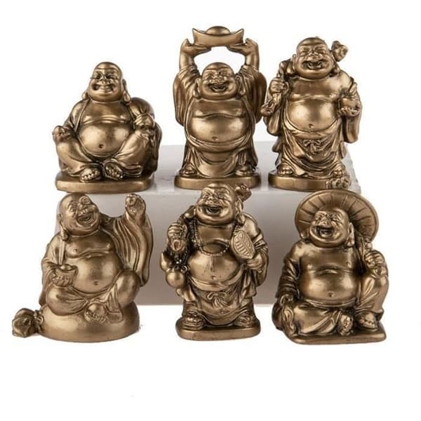 6 skrattande Buddha-figurer - tur och lycka