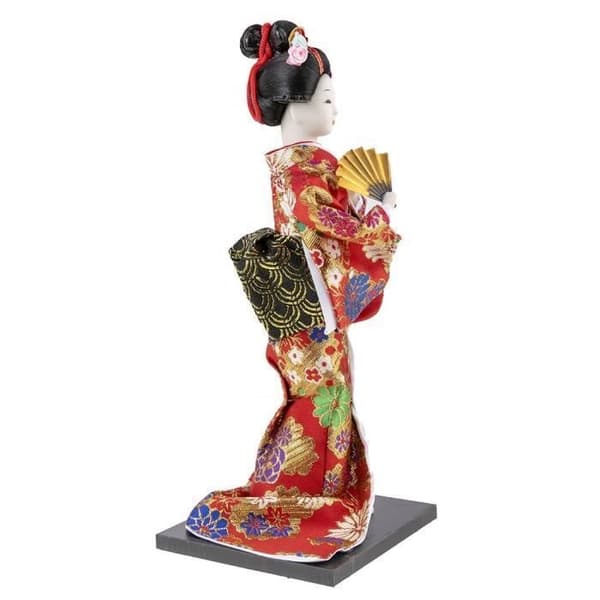 Japansk docka i röd kimono – Nipponesisk geisha