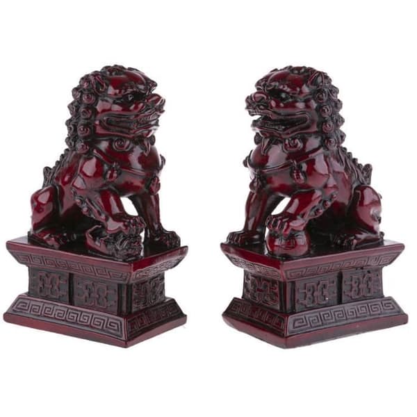 2 Feng Shui Guardian Lions 17Cm - Skydds- och lyckastatyetter