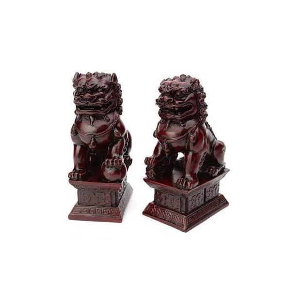 2 Feng Shui Guardian Lions 17Cm - Skydds- och lyckastatyetter