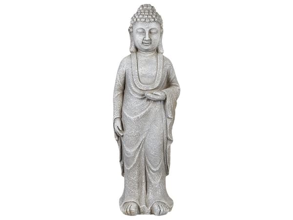 Dekorativ Figur Grå MgO 70 cm Accent Piece Budda Innendørs Utendørs Dekorasjon Stue