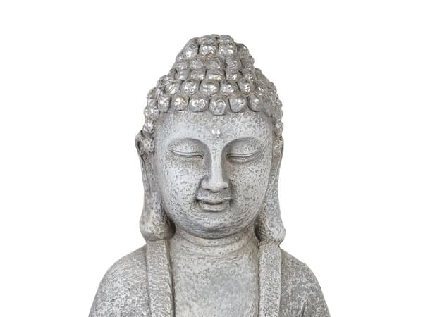 Dekorativ Figur Grå MgO 70 cm Accent Piece Budda Innendørs Utendørs Dekorasjon Stue
