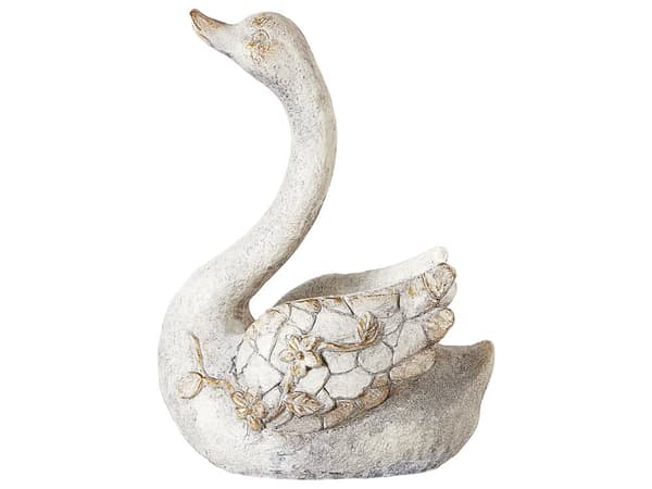 Dekorativ Figur Hvit MgO 40 cm Accent Piece Svane Innendørs Utendørs Dekorasjon Stue