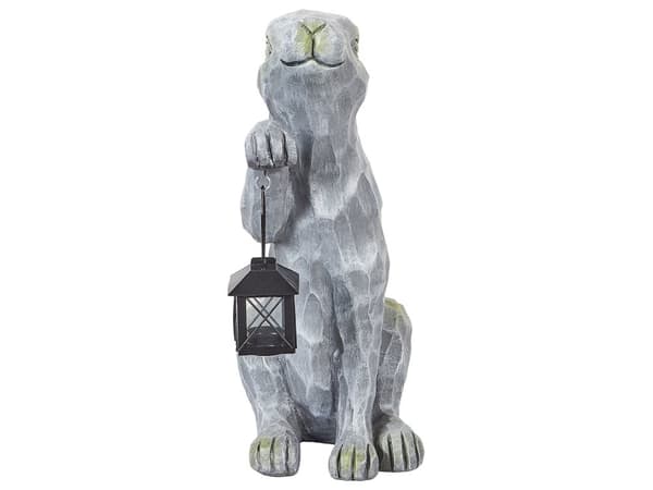 Dekorativ Figurine Grå MgO 37 cm Accent Piece Påskehare Innendørs Utendørs Dekorasjon Stue
