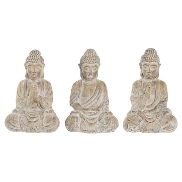 dekorativ statyett 30,5 x 24 x 45 cm gyllenbrun orientalisk buda (3 stycken)