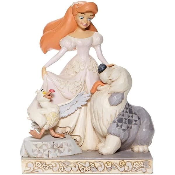 Statyett - Jim Shore - Ariel Disney Traditions - Vit - White Woodland - 7,75 tum