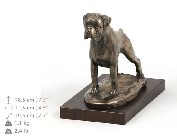 Boxer, Boxer III - hundstatyett, statyett på vit bas, trofé för en hundutställning av Art-Dog