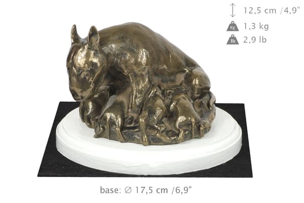 Bull terrier, Bull Terrier II - hundestatuette, figur på hvid bund, trofæ til hundeudstilling af Art-Dog