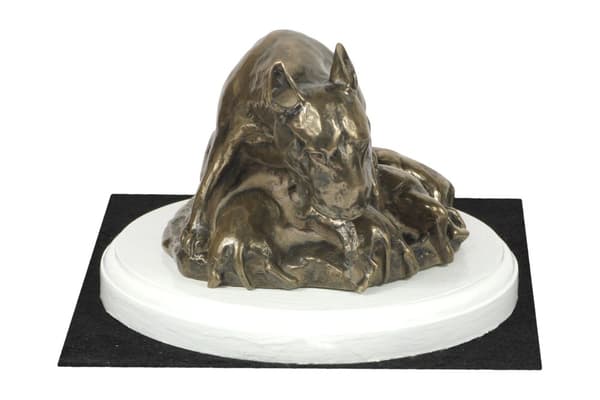 Bull terrier, Bull Terrier II - hundestatuette, figur på hvid bund, trofæ til hundeudstilling af Art-Dog