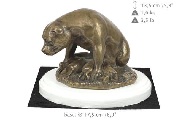 Staffordshire Bull Terrier, Staffik, Staffi I - hundestatuette, figur på hvid base, trofæ til hundeudstilling af Art-Dog