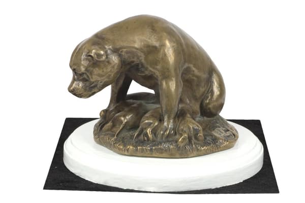 Staffordshire Bull Terrier, Staffik, Staffi I - hundestatuette, figur på hvid base, trofæ til hundeudstilling af Art-Dog