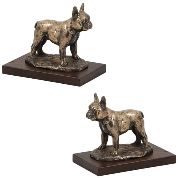 Fransk bulldog - hundestatuette, figur på hvid bund, trofæ til Art-Dog hundeudstillingen