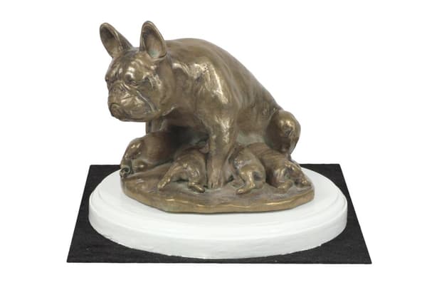 French Bulldog I - hundestatuette, figur på hvid bund, trofæ til Art-Dog hundeudstillingen