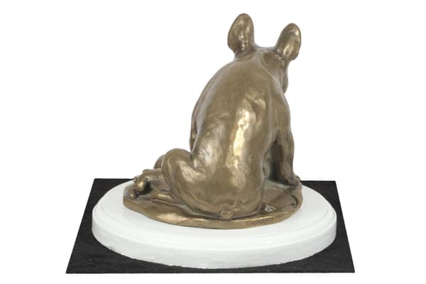 French Bulldog I - hundestatuette, figur på hvid bund, trofæ til Art-Dog hundeudstillingen