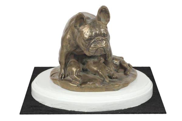 French Bulldog I - hundestatuette, figur på hvid bund, trofæ til Art-Dog hundeudstillingen
