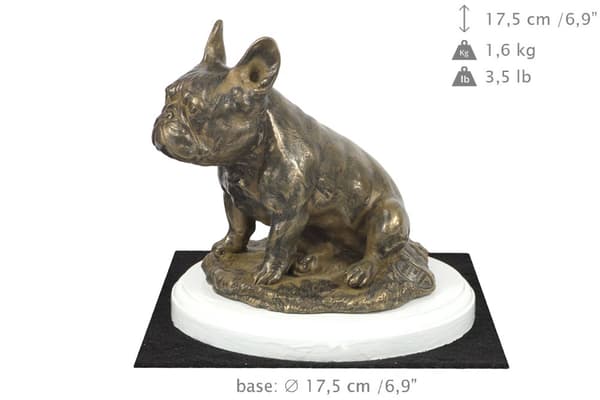 French Bulldog II - koirapatsas, hahmo valkoisella pohjalla, palkinto Art-Dog koiranäyttelyyn