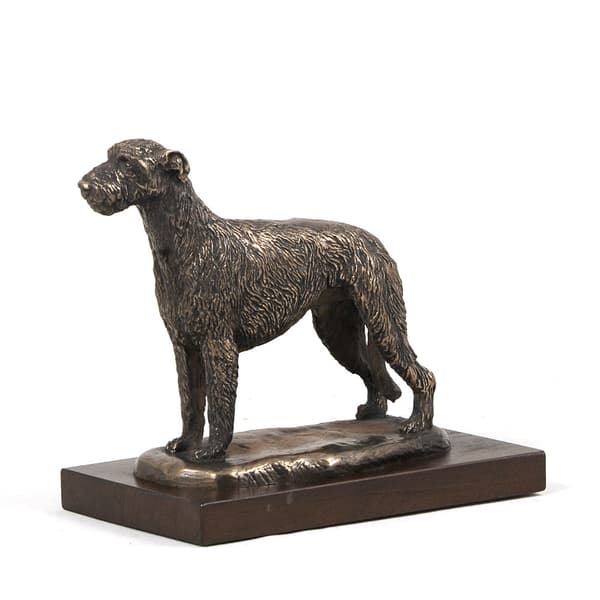 Irländsk varghund, irländsk varghund - hundstatyett, statyett på vit bas, trofé för en hundutställning av Art-Dog