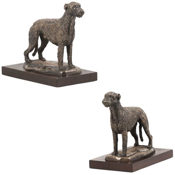 Irländsk varghund, irländsk varghund - hundstatyett, statyett på vit bas, trofé för en hundutställning av Art-Dog