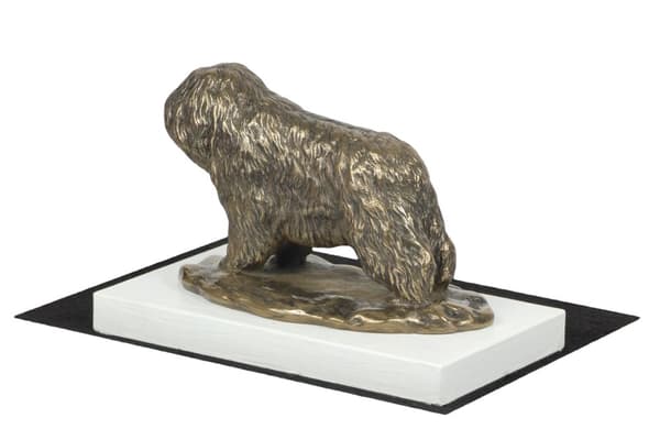 Polish Lowland Sheepdog, PON - hundstatyett, statyett på vit bas, trofé för en hundutställning av Art-Dog