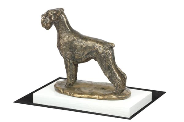 Schnauzer, Schnauzer I - hundstatyett, statyett på vit bas, trofé för en hundutställning av Art-Dog